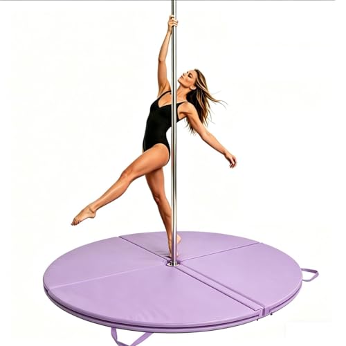 Foldable Pole Crash Mat Pole Dance Mat Anti-Collision Cushioned PU Leather Mat for Yoga Gymnastics Pole Dancing0000000000000000000000000000000000000000000000000000000000000 Light-Purple 2Tx3.9W