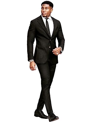 Costume d'affaires homme 2 pièces veste à revers échancré et pantalon noir de gala