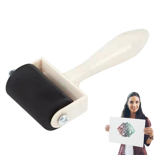 Fenayuu Rodillo de Caucho - Rodillo Manual con Mango de Madera | Aplicador de Tinta y Pintura para Proyectos de Arte, Impresión, Estampación, Papel Pintado, Transferencia y Scrapbooking