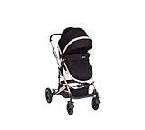 Reposapiés ajustable KikkaBoo Carrito Bebé 3 en 1 AMAIA, Silla de Paseo hasta 15 kg, Desde el Nacimiento, Asiento de Coche, Transformable Capazo, Plegado, Negro