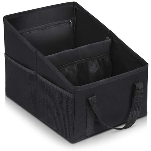 Druuzyl Auto Organizer 31x25x25cm Autositz Organizer zusammenklappbar Aufbewahrungsbox für Beifahrersitz, Sitzaufbewahrungstasche Rücksitz Organizer mit Teilung Griffen und mehreren Netztaschen