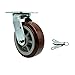Stainless Steel Polyurethane on Polyolefin Swivel Top Plate Caster w/Maintenance Free Bearings & 6" x 2" Maroon Wheel & Bolt on Swivel Lock - 900 lbs Capacity/Caster - Service Caster Brand
