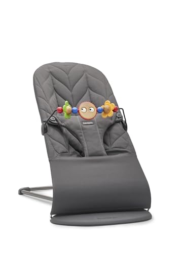 BabyBjörn Hamaca Bliss, Tejido, Acolchado Pétalo, Antracita + Juguete para Hamaca, Ojitos Traviesos