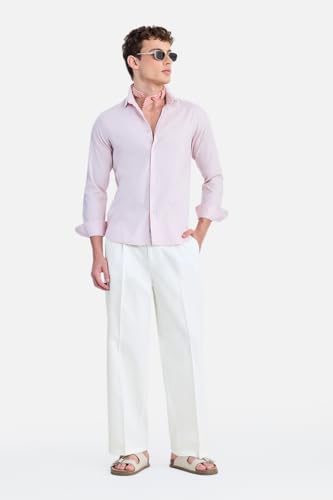 Image of SNITCH Men Trousers Holiday & Casual Wear | Relaxed Fit Pleated Front & Straight Leg Design | Breathable Cotton Linen Blend Fabric for Summer & Vacation Outings