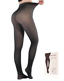 MARTIZA Fleece Lined Tights for Women,Fake Translucent Winter Thermal Pantyhose, Warm Thick High Waist Leggings (Black L-M)