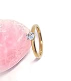 Anel Solitário em Aço Inox 316L, Dourado, com Zircônia 4mm, Design Elegante, Hipoalergênico, para Compromisso e Ocasiões Especiais (20)