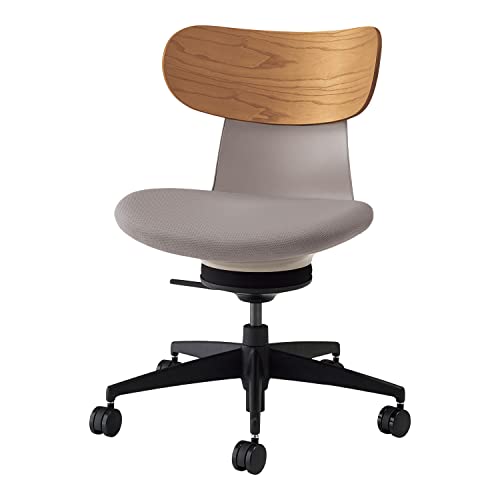 【メーカー配送・設置・組立】コクヨ オフィスチェア 在宅ワーク イングライフ inglife 座面が360°動く椅子 背合板タイプ 5本脚 ブラック脚 ローバック 肘なし 本体・座/ミディアムグレージュ 背/合板ミディアムアッシュ C05-B10CGW-M