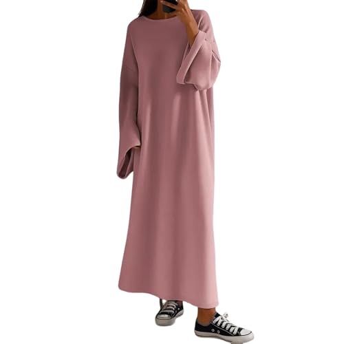 Robe longue femme col rond coupe ample confortable style maxi décontracté casual