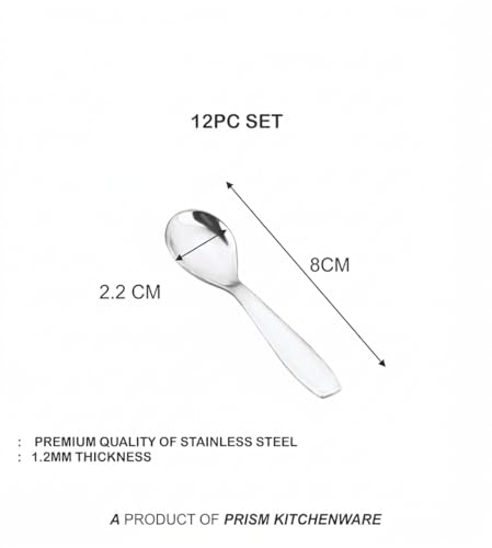 Image of VaaDream Premium Stainless Steel Small Spoon Set - 6 Pieces Masala Spoons | Heavy Duty, Rust-Free, Mirror Finish Cutlery for Everyday Use, Kitchen Compact Size (9.3 cm) Strong & Durable