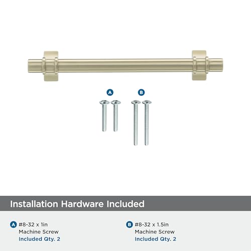 Image of Amerock | Cabinet Pull | Golden Champagne | 5-1 /16 inch (128 mm) Center to Center | Davenport | 1 Pack | Drawer Pull | Drawer Handle | Cabinet Hardware
