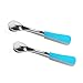 Avanchy First Stage Infant Spoons Stainless Steel, Soft Silicone Handle Baby Spoons, Training Spoon, Gift Set for Baby (Blue)