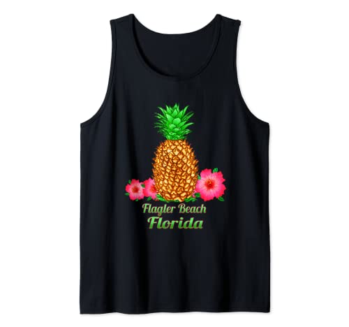 I Love Flagler Beach Florida FL Piña Floral Camiseta sin Mangas