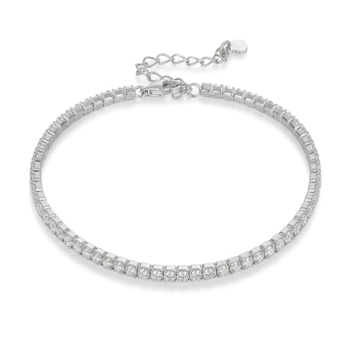 1.5mm/2mm Moissanite Tennis Bracelet D Color VVS1 Round Brilliant Cut Lab Diamond s925 Sterling Silver Dainty Moissanite Bracelets for Women (2mm moissanite)
