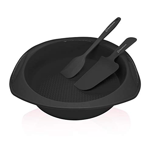 BACKHAUS Moule à Gâteau Rond avec Spatule Maryse & Pelle à Tarte, Set à Pâtisserie Anti Adhérent, Moule à Manqué en Silicone de Qualité Pro | Noir