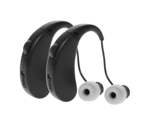 Walker's Ultra Ear BTE Rechargeable Compact Adjustable 22dB Noise Reduction Hunting Outdoor Sound Amplifier Hearing Enhancer | Ear Tips, USB Charging Cable, Cleaning Brush - 2 Pack