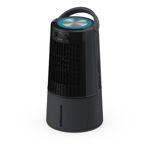 Symphony Climatizador de ar de torre pessoal Duet para casa e escritório com colmeia, soprador potente, rotação automática e baixo consumo de energia (6L, cinza)