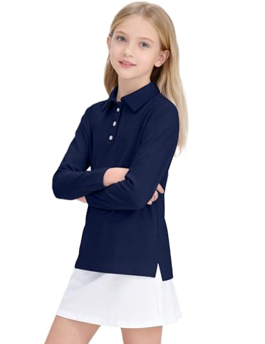 Image of Girls Uniform Shirts Long Sleeve Polo Shirt for Girls