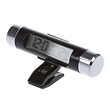 SODIAL (R) Black NEW Barrel Shaped LCD Digital Car Clock Calender