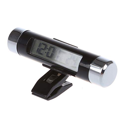 SODIAL (R) Black NEW Barrel Shaped LCD Digital Car Clock Calender