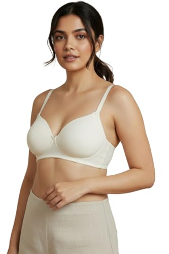 Image of Zivame Padded Non Wired 3 /4th Coverage T-Shirt Bra-Whisper White