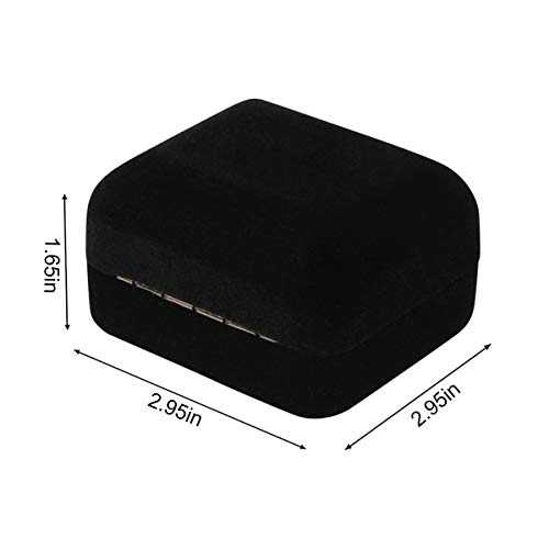 Omeet Velvet Metal Glossy With Led Pendant Box Necklace Box Couple Bracelet Box Jewelry Gift Box Case For Valentine's Day Anniversary Wedding Engagment Christmas - Black #TOP1