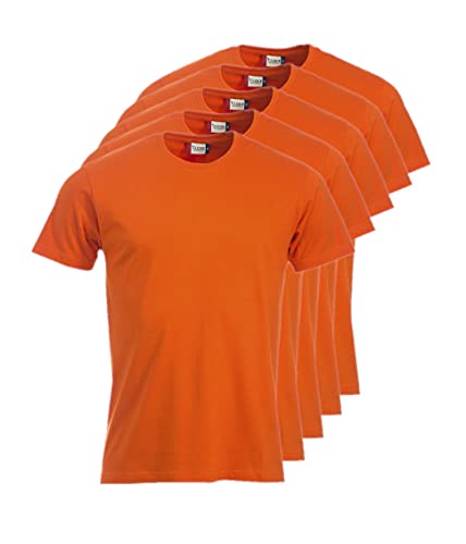 T-Shirt Orange XL Homme Anti-Déformation Clique New Classic