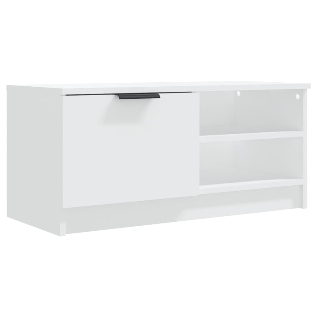 Zestaw 2 szafek TV, białe, 80 x 35 x 36,5 cm, materiał drewnopochodny, konsola medialna do salonu, sypialni, centrum rozrywki, stabilny blat stołu, eleganckie wzornictwo