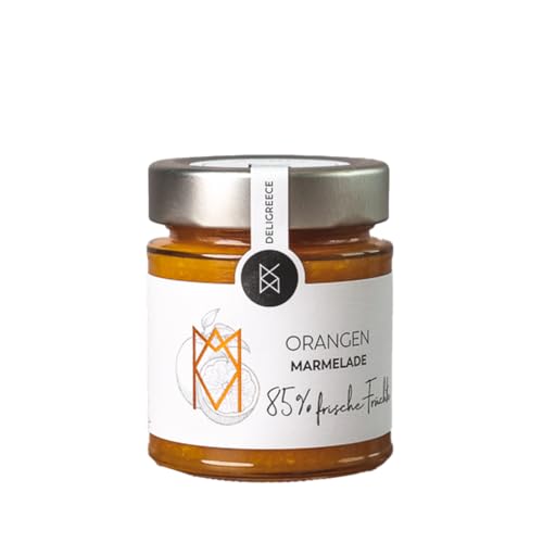 DELIGREECE - Mermelada de naranjas 85% | Mermelada de 85% de naranjas frescas de Grecia. Mermelada sin aditivos artificiales, perfecta para untar y para postres | 180 g