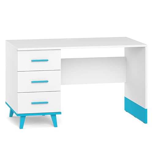 Agrif Filters Furnea Kids Bedroom Furniture 4 Piece Set – Desk, Dresser, Nightstand, And Bed With Mattress – Bedroom Set For Boys And Girls Ages 6 To 12 And Teenagers (White & Blue) #TOP3