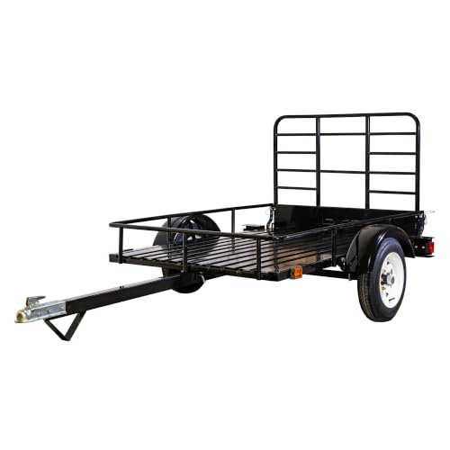 Image of DK2 4 ft. x 6 ft. Single Axle Black UV Powder Coated Open Rail Utility Trailer