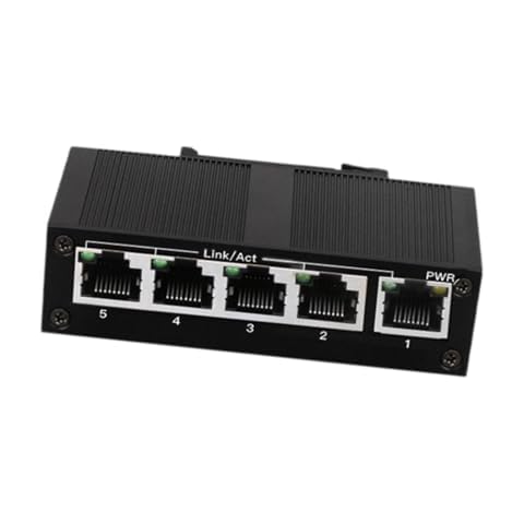 Vsenkes Ethernet Switch Unmanaged Network Switch 10/100Mbps Professional Din Rail Plug and Play Ethernet Hub Ethernet Splitter Cover