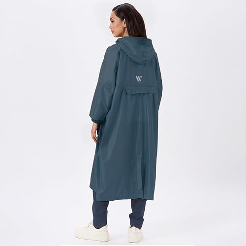 Image of Zeel Unisex Outdoor Rain Poncho for Adult, Waterproof, Lightweight & Packable, Polyester Pullover Full Sleeves Hooded Rainwear, Raincoat for Camping, Hiking, Travelling (AZ33, Free Size) (Airforce)