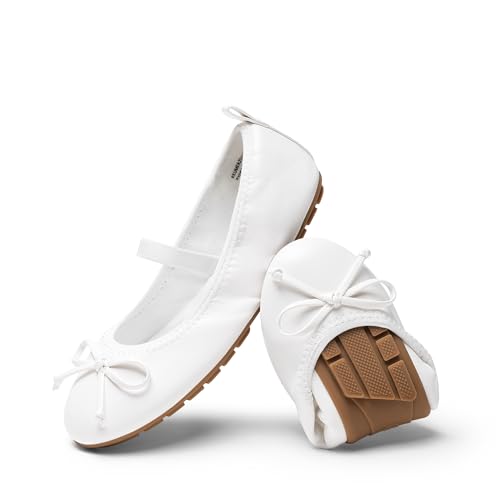 DREAM PAIRS Kids Ballerines Fille Elégantes Chaussures Plates pour Filles Mary Jane Confortables et Légères,Size 35,Blanc,KKUMFA2502