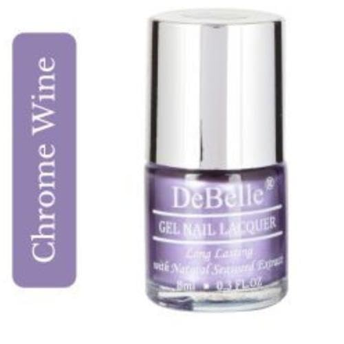 Image of DeBelle Gel Nail Polish Chrome Wine(Metallic Violet Nail Paint)|Non UV - Gel Finish |Chip Resistant | Seaweed Enriched Formula| Long Lasting|Cruelty and Toxic Free| 8ml