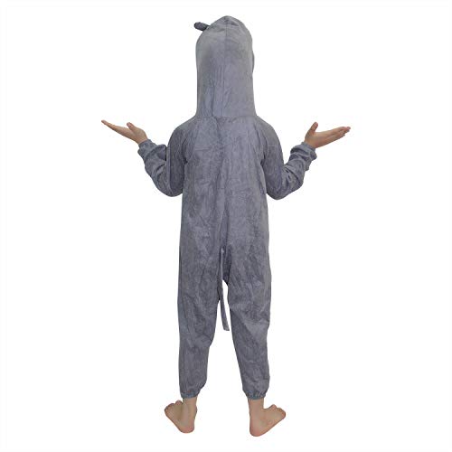 Image of Kaku Fancy Dresses Fleece Rhino Wild Animal Costume For Kids - Grey, 5-6 Years | Animal Fancy Dress For Boys & Girls