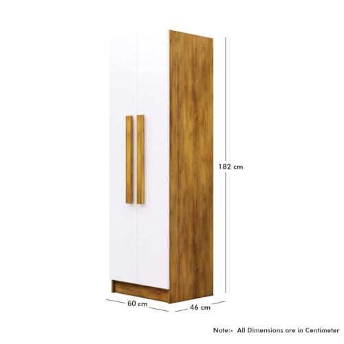 Image of Bniture Wooden Almirah for Clothes, Door for Bedroom, 2 Door Wardrobe with 4 Shelves Huge Storage Space (46D x 60W x 182H CM) | 3 Year Warranty (Giant Wood & Frosty White)
