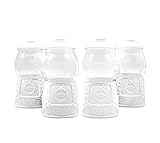 Bullseye's Playground 4pc White Retro/Vintage Glass Food Storage Canisters - Portable, Non-Porous, Durable, Transparent, Reusable, Dry Goods & Dry Foods