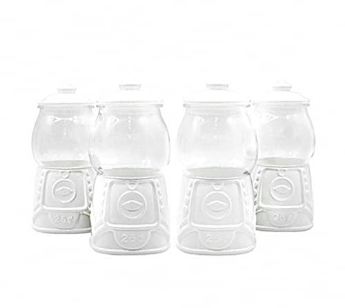 4pc White Bubble Gum Machine Glass Canisters - Bullseye's Playground
