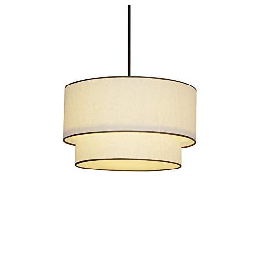 Lantligt retro linne lamskugga hänge lampa ljuskrona rund hänge lampa kreativ restauranglampa sovrumslampa studierum fritid klubb garderob, E27 lamphållare, 60 cm justerbar hängande sladd, D 40 x H 25 cm