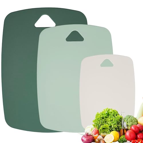 Set di 3 taglieri da cucina – Senza BPA, lavabili in lavastoviglie, con foro per appendere, antiscivolo, per carne, verdure, frutta, 3 dimensioni