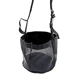 Pferdefutter Tasche, Futterbeutel für Pferde, 23,9 x 24,4 cm, Heavy-Duty Breathable PVC Mesh Getreide Futtertasche, mit verstellbarem Riemen und langlebigem Snap Pferd Maulkorb Futtertasche (Schwarz)