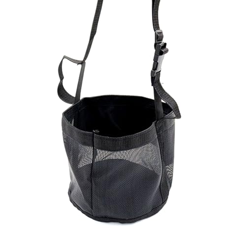 Pferdefutter Tasche, Futterbeutel für Pferde, 23,9 x 24,4 cm, Heavy-Duty Breathable PVC Mesh Getreide Futtertasche, mit verstellbarem Riemen und langlebigem Snap Pferd Maulkorb Futtertasche (Schwarz)