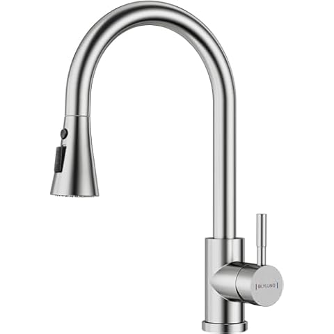 BLYLUND Brushed Nickel Kitchen Tap with Pull Out Sprayer Cover