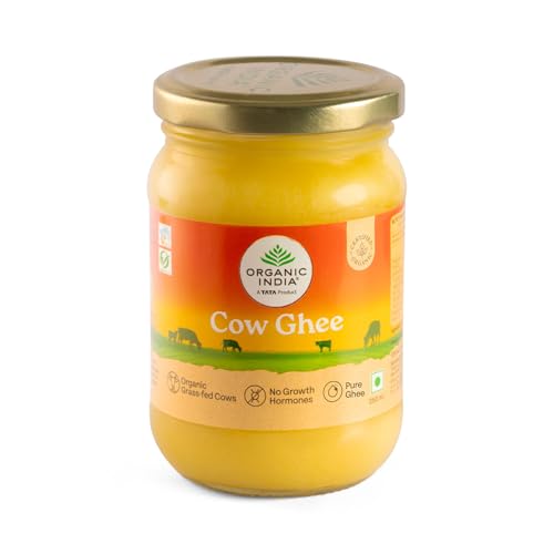 Image of Organic India Pure Cow Ghee, 250ml | Labs Tested on 250+ Parameters | Certified Organic | Glass Bottle | Sourced from Organically Fed Cows | Authentic Taste, Rich in Healthy Fat