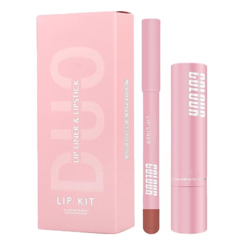 Rouge À Lèvres Et Crayon Contour Combo - Crayon Contour Mat & Fard À Lèvres Hydratant - Maquillage Lèvres Doux Beauté - Cosmétiques Femme Soin Dessin Lèvres