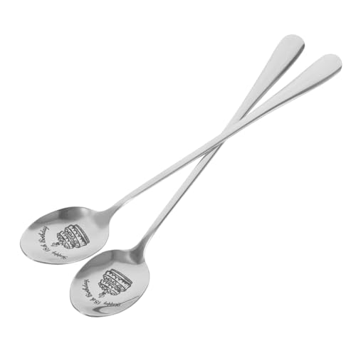 VINTORKY 2pcs Birthday Spoon Happy 18th Birthday Spoon Small Spoons Pudding Spoon 18th Birthday Plates Birthday Spoons Dessert Spoons Compact Tea Scoop Stainless Steel