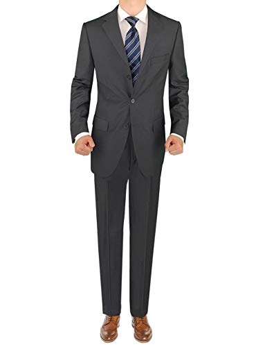 Salvatore Exte Men's Three Button 2 Piece Classic Fit Suit Single Pleated Pants (40 Regular Us / 50R Eu/W 34", Charcoal) #TOP25
