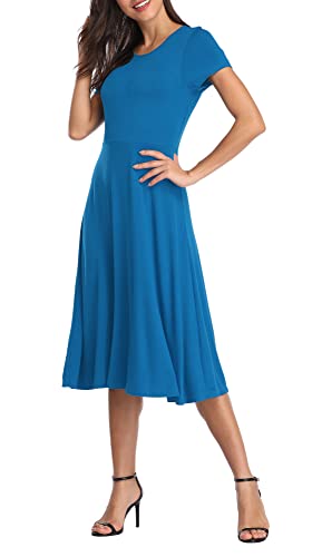 Image of Urban CoCo Women's Floral Print Short Sleeve Flared Midi Dress