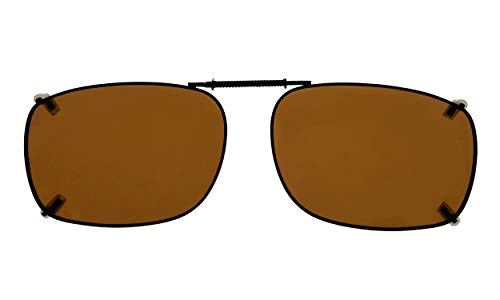 Eyekepper Metal Frame Rim Polarized Lens Clip On Sunglasses 54X37MM (Brown)