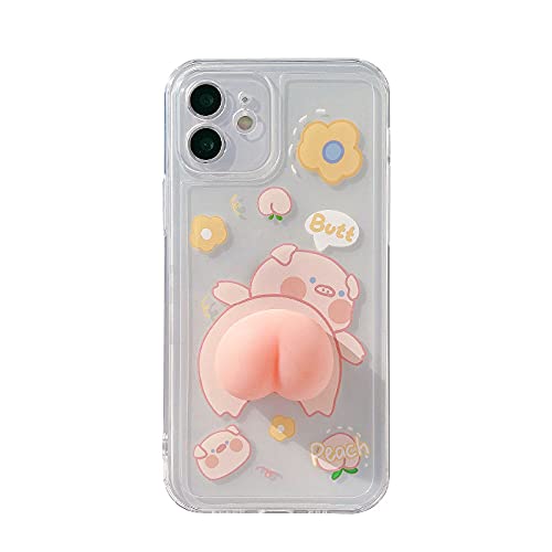 Three-Dimensional Transparent Piggy Silicone Phone case, Suitable for iPhone 11 12 Pro Mini MaX 7 8 Plus SE 2020 X XS XR Cartoon Painted Protective Cover,for Huawei nova7se